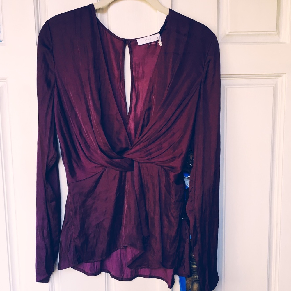 LUSH Satin Knotted Front Blouse